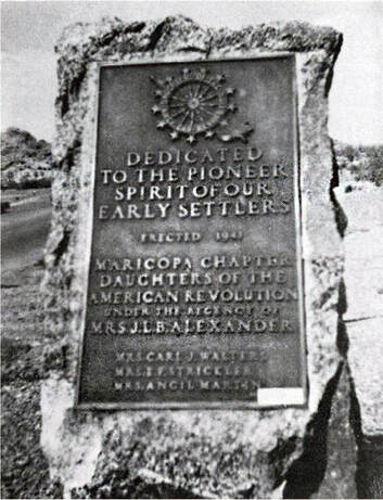 A vintage snapshot of the marker in a desert setting.. Marker text is in the body of this page.